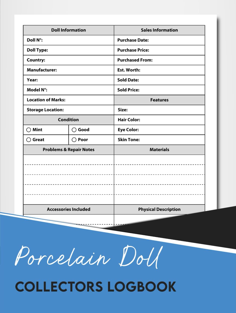 ler totalmente Porcelain Doll Collectors Logbook: Inventory Book Ideal for Doll Collectors.