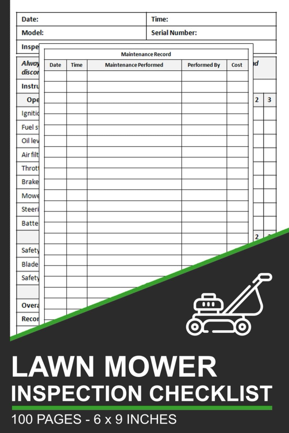 Lawn Mower Inspection Checklist: Lawn Mower Pre-Start Inspection Book | Lawn Mower Safety and Maintenance Checklist baixar o livro de graça