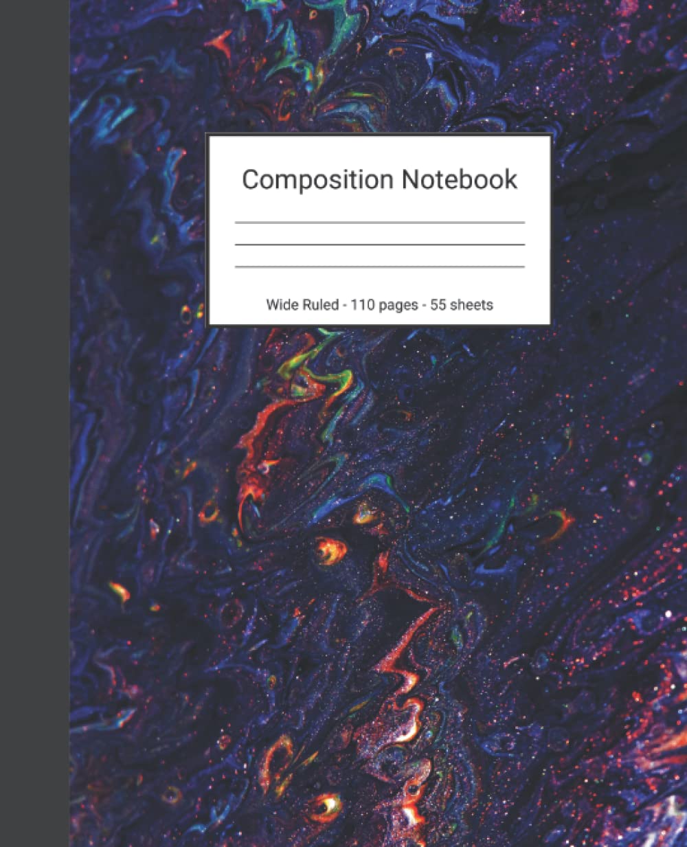 ler totalmente Composition Notebook: Wide Ruled Paper Notebook Journal - Glittery Dark Blue Abstract Art - Blank Wide Lined Workbook