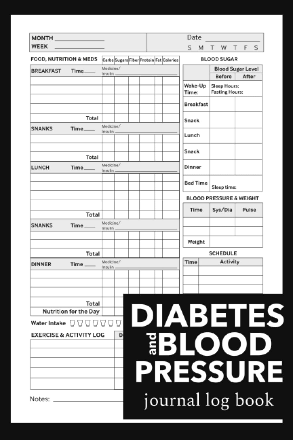 ler totalmente Diabetes and Blood Pressure Journal Log Book: Track Blood Sugar and Pressure Monitoring with Meals, Nutrition, Medication, Exercise, and Activity and Many More