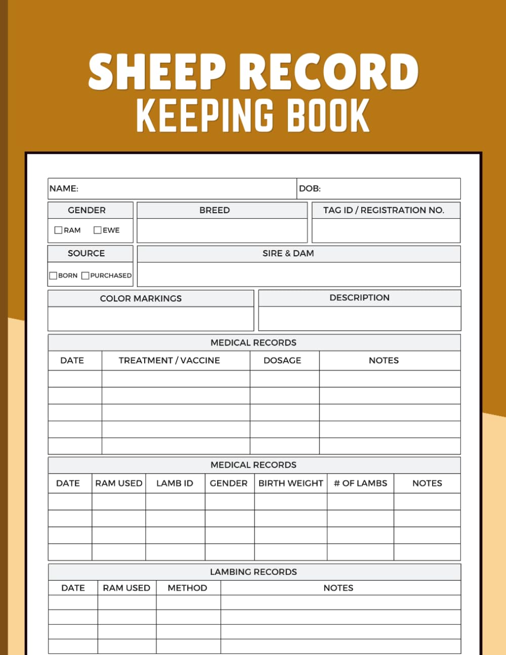 Sheep Record Keeping Book: Document Flock Profiles, Health Care, Breeding, Lambing, Weights, and Farm Costs for Sheep Farmers baixar livro de graça