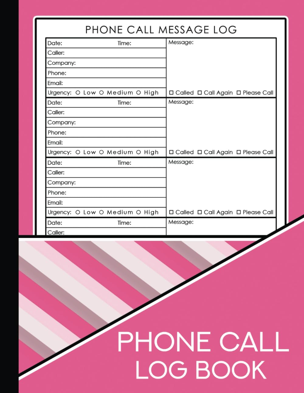 Phone Call Log Book: Telephone Message Book for Office with Notes | 600 Entries | Voicemail Notebook | Business Call Log Follow up | Pink - Black baixar livro de graça