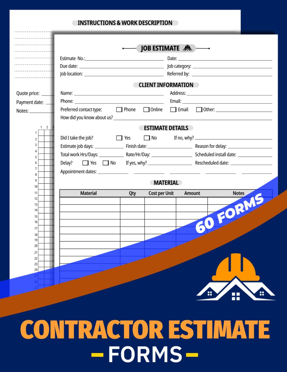 Contractor Estimate Forms: Job Quote Record Book for Small Business | With Client Contact Log & Sketch Grid To Draw Plans And Layouts | 60 Forms baixar o livro de graça