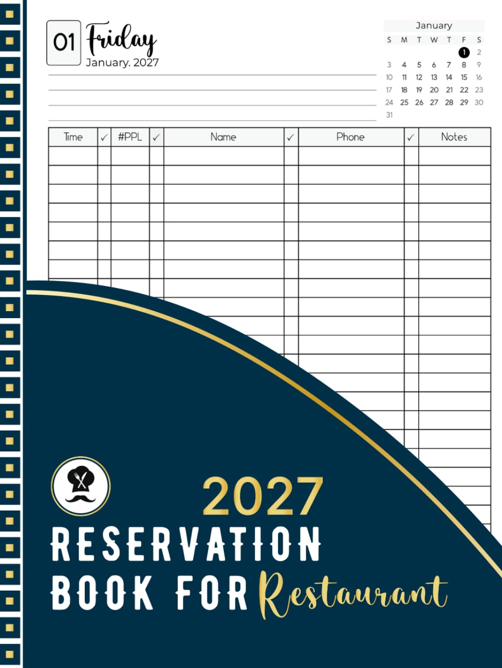 Reservation Book for Restaurant 2027: 365-Day Dated Planner ( From January 1 to December 31 – Full-Year Organizer) baixar o livro de graça