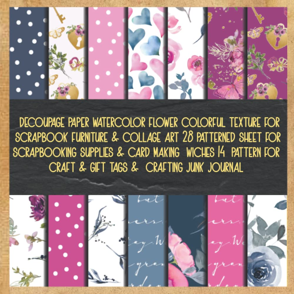decoupage paper watercolor flower colorful texture for scrapbook furniture & collage art 28 patterned sheet for scrapbooking supplies & card making... craft & gift tags & crafting junk journal baixar livro de graça