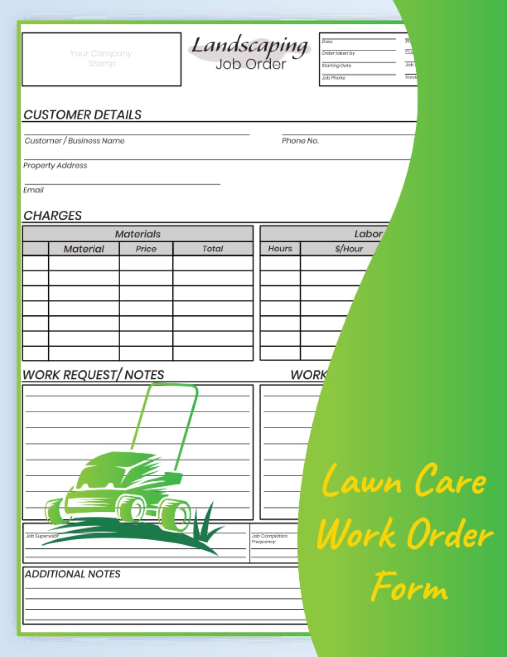 Lawn Care Work Order Form: Will Help you Record Client Details, Materials, Labor, Work Estimate. 50 Work Order Form (Letter Size 8.5''x11'' Inch.). baixar livro de graça