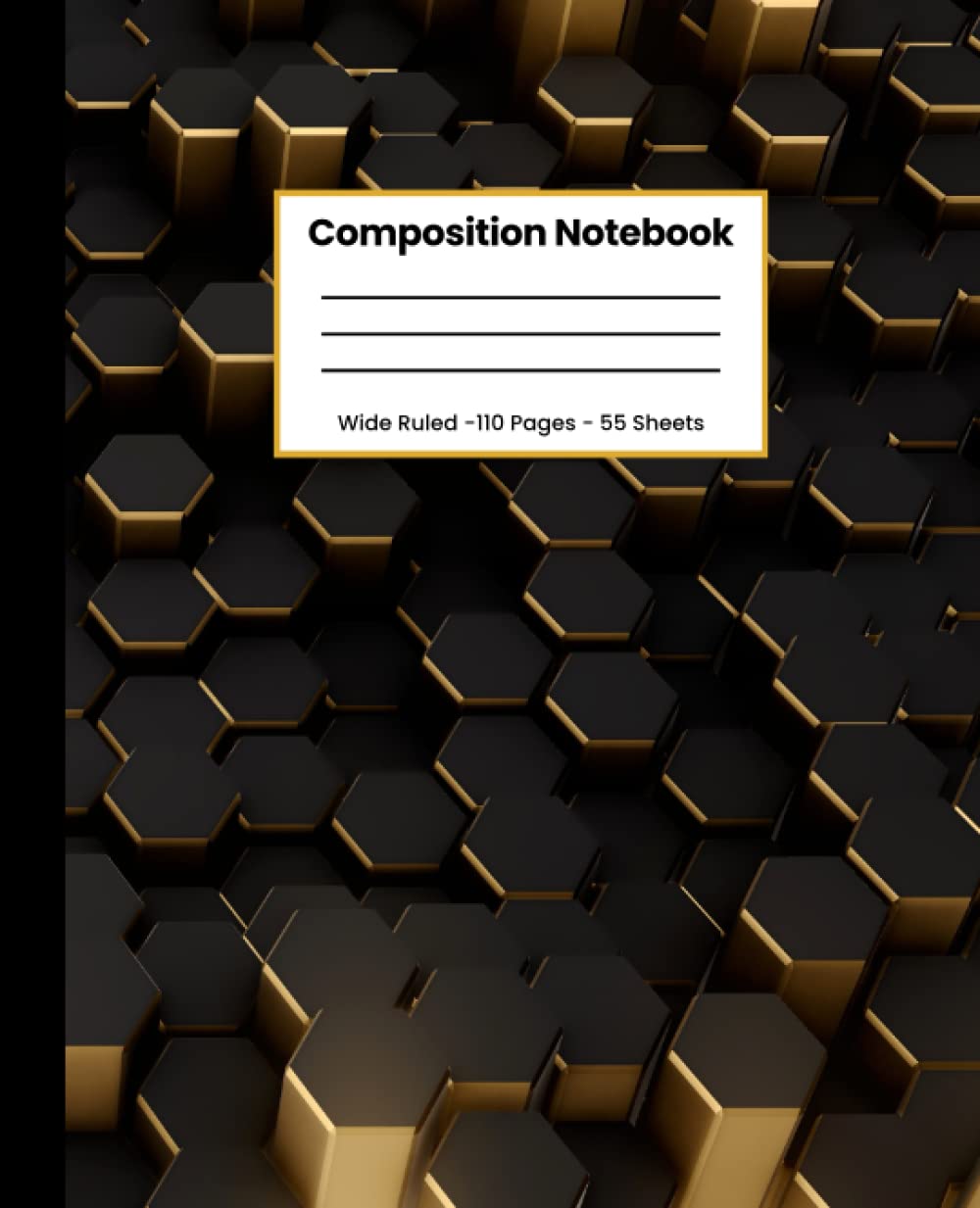 Black Gold Abstract Field Hexagon Composition Notebook: Wide Ruled Notebook for School, Notebook for Kids, Teens, and Adults, 110 Pages 7.5X9.25 Inches baixar livro de graça