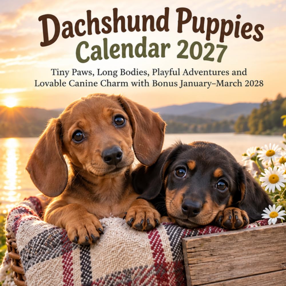 Dachshund Puppies Calendar 2027: 3 Month Bonus January–March 2028 baixar o livro de graça