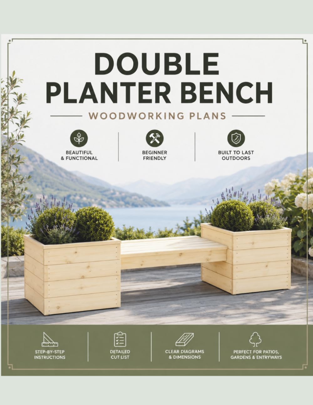 Double Planter Bench Woodworking Plans: Step-by-Step DIY Outdoor Bench With Integrated Cedar Planters, Cut List, Dimensions and Beginner-Friendly Instructions baixar o livro de graça