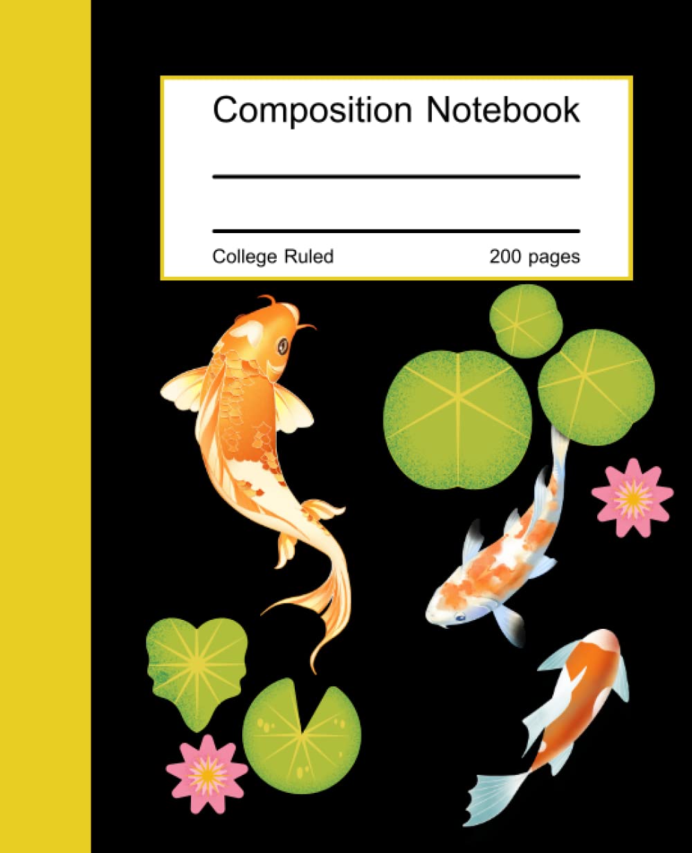 Koi fish composition notebook college ruled, black cover with koi fish in lotus pond, Lined paper,200 Pages for Kids,Teens,Student and Adults baixar livro de graça