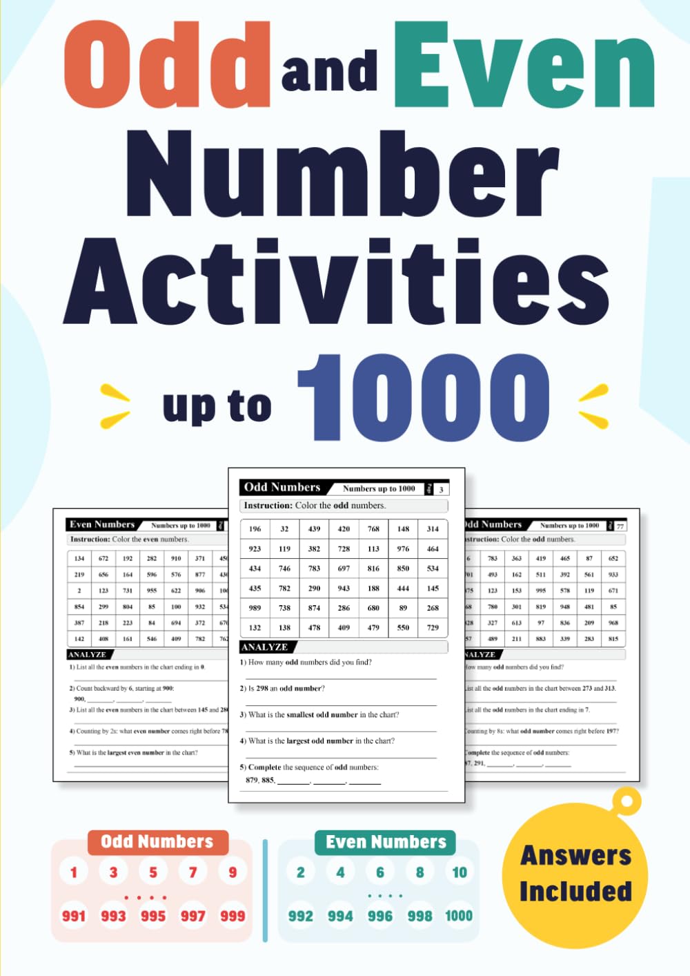ler totalmente Odd and Even Number Activities up to 1000: Answers Included