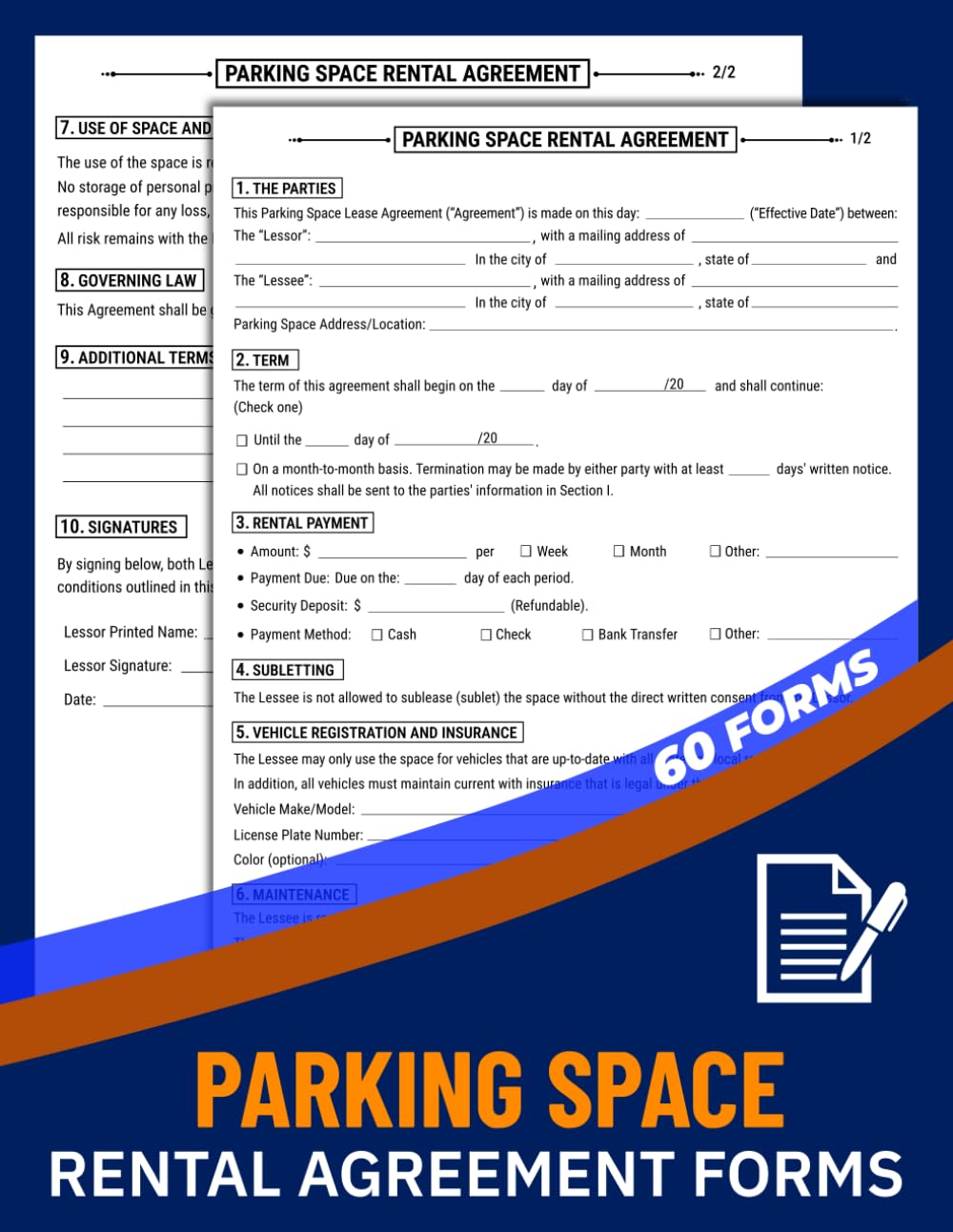 Parking Space Rental Agreement Forms: Garage & Car Parking Lot Lease Contract for Property & Vehicle Owners | Rental Terms, Payment Schedule, Vehicle Details & Signatures | 60 Forms baixar livro de graça