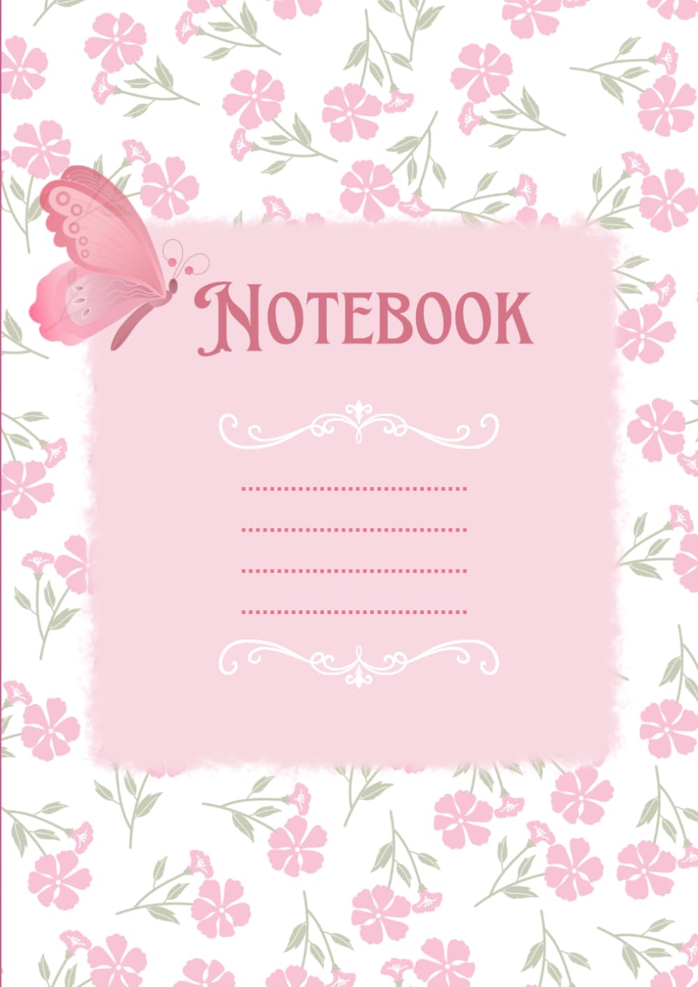 Pink and White Feminine Vintage Floral Notebook Cover A4 Document baixar o livro de graça