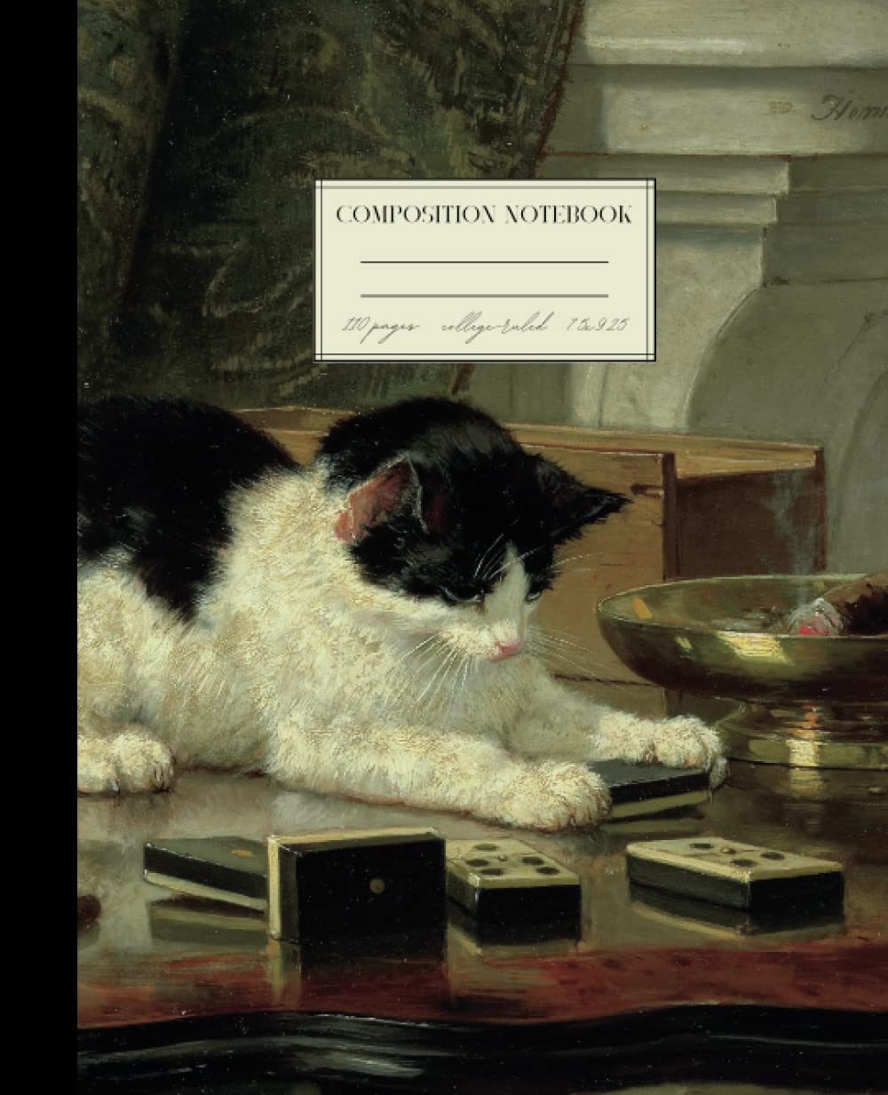 ler totalmente Composition Notebook: College Ruled with Antique Kitten Art | Vintage Cat Painting with Cute Dark Academia Animal Aesthetic | 7.5" x 9.25" | 110 Pages
