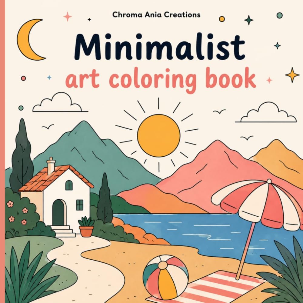 ler totalmente Minimalist Art Coloring Book: Bold and Easy Designs for Adults and Teens | Simple Landscapes, Cute Objects, and Clean Lines for Relaxation and Stress Relief