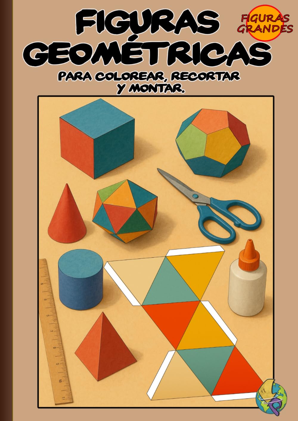 Figuras Geométricas para colorear, recortar y montar.: Libro de actividades educativas para niños. Crea y aprende con figuras geométricas grandes:... Desarrollos planos de cuerpos geométricos. baixar livro de graça