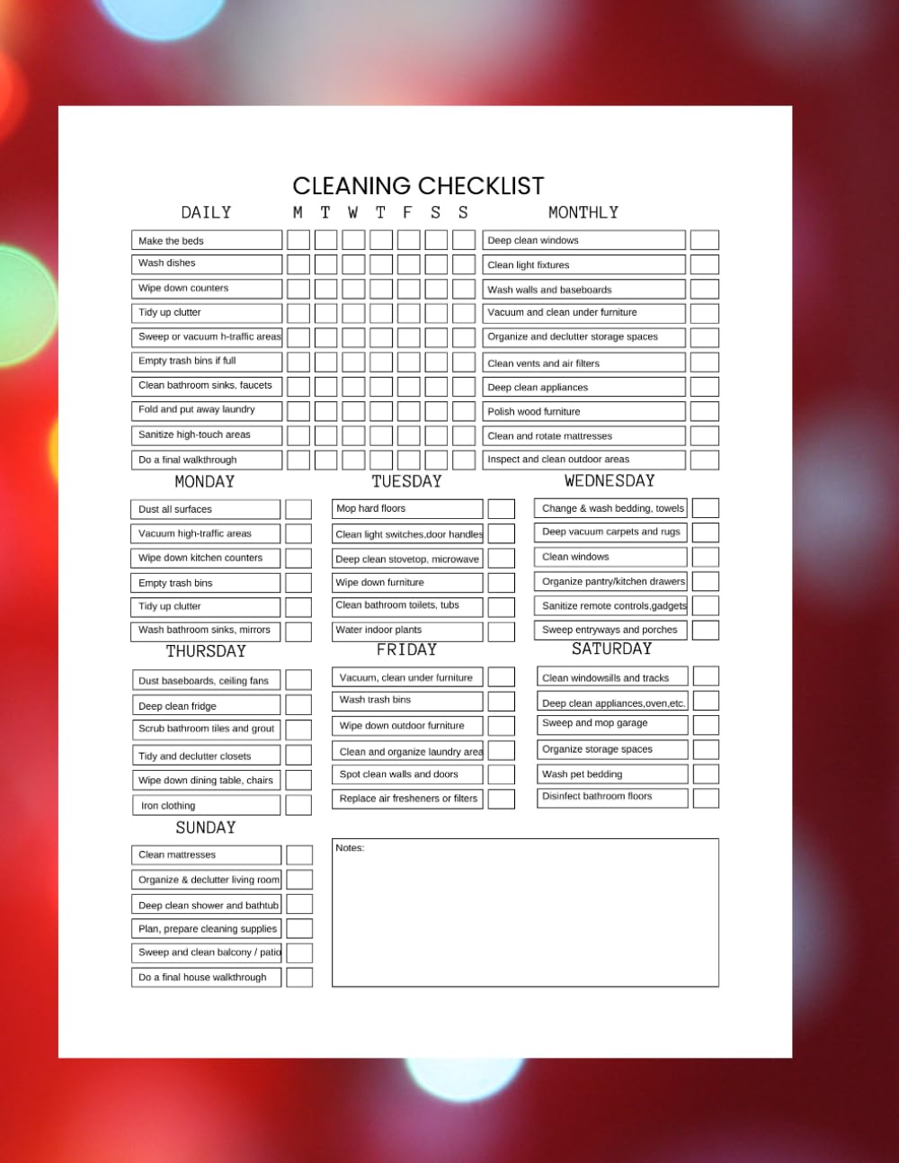 Home Cleaning Organizer: Daily, Weekly, and Monthly Task Checklist with Notes Section | Keep Your Home Spotless | 8.5”x11” with 122 Pages baixar o livro de graça