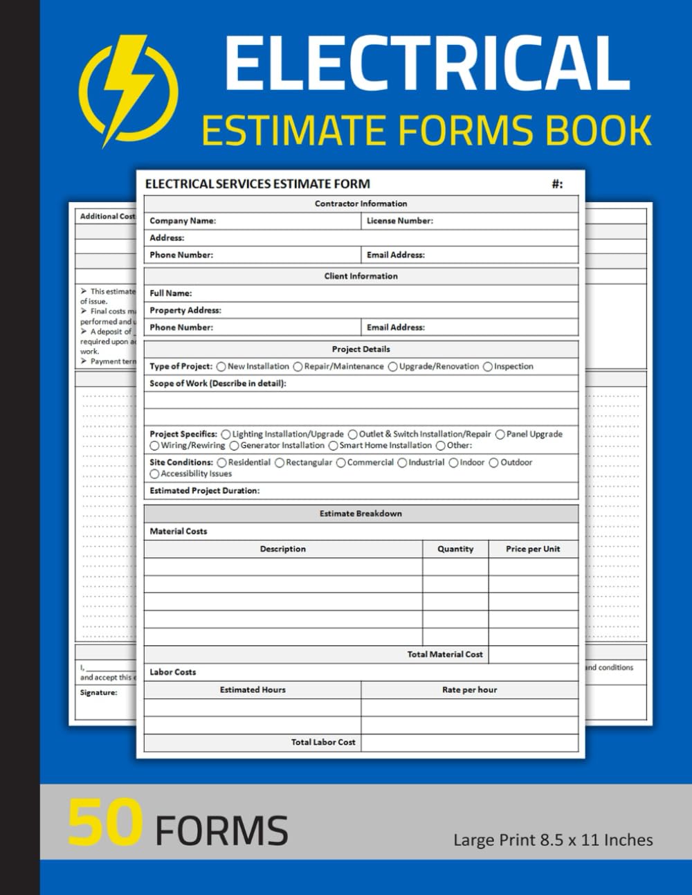 capítulo por capítulo baixar Electrical Estimate Forms Book: Electrical Contractor Work Order Form | Estimating Sheets for Electrician | 50 Forms
