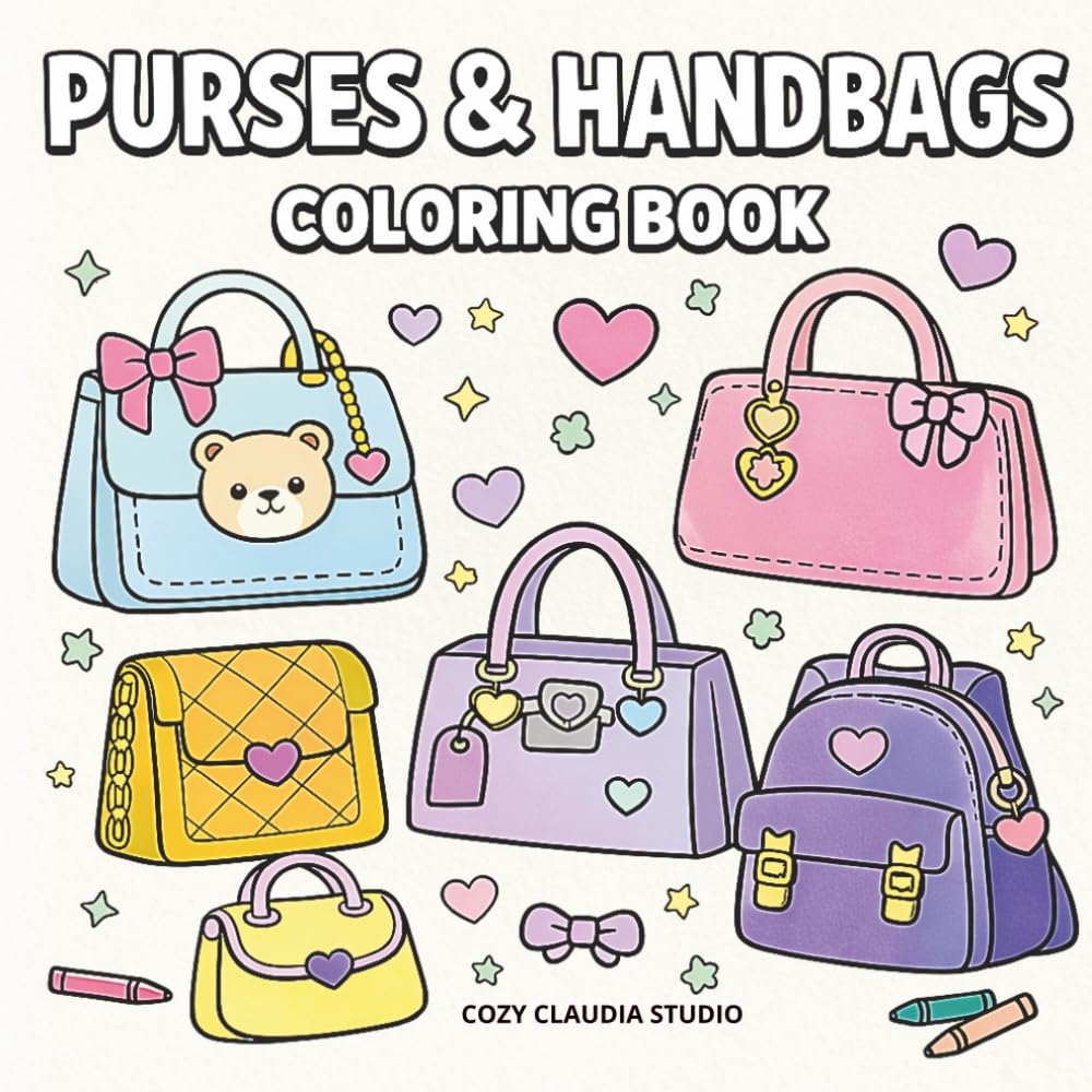 ler totalmente Purses & Handbags Coloring Book: Bold & Easy Designs | Cute Purses, Handbags & Fashion for Relaxation