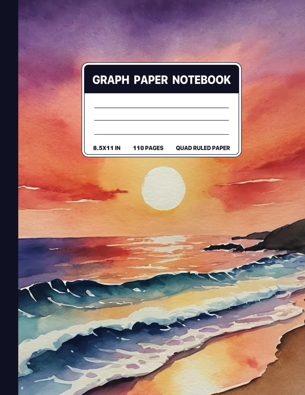 ler totalmente Graph Paper Composition Notebook: Quad Ruled 5x5 Sunset Over The Ocean Landscape Watercolor Painting. For Students, Teachers. College, School, Office & Work