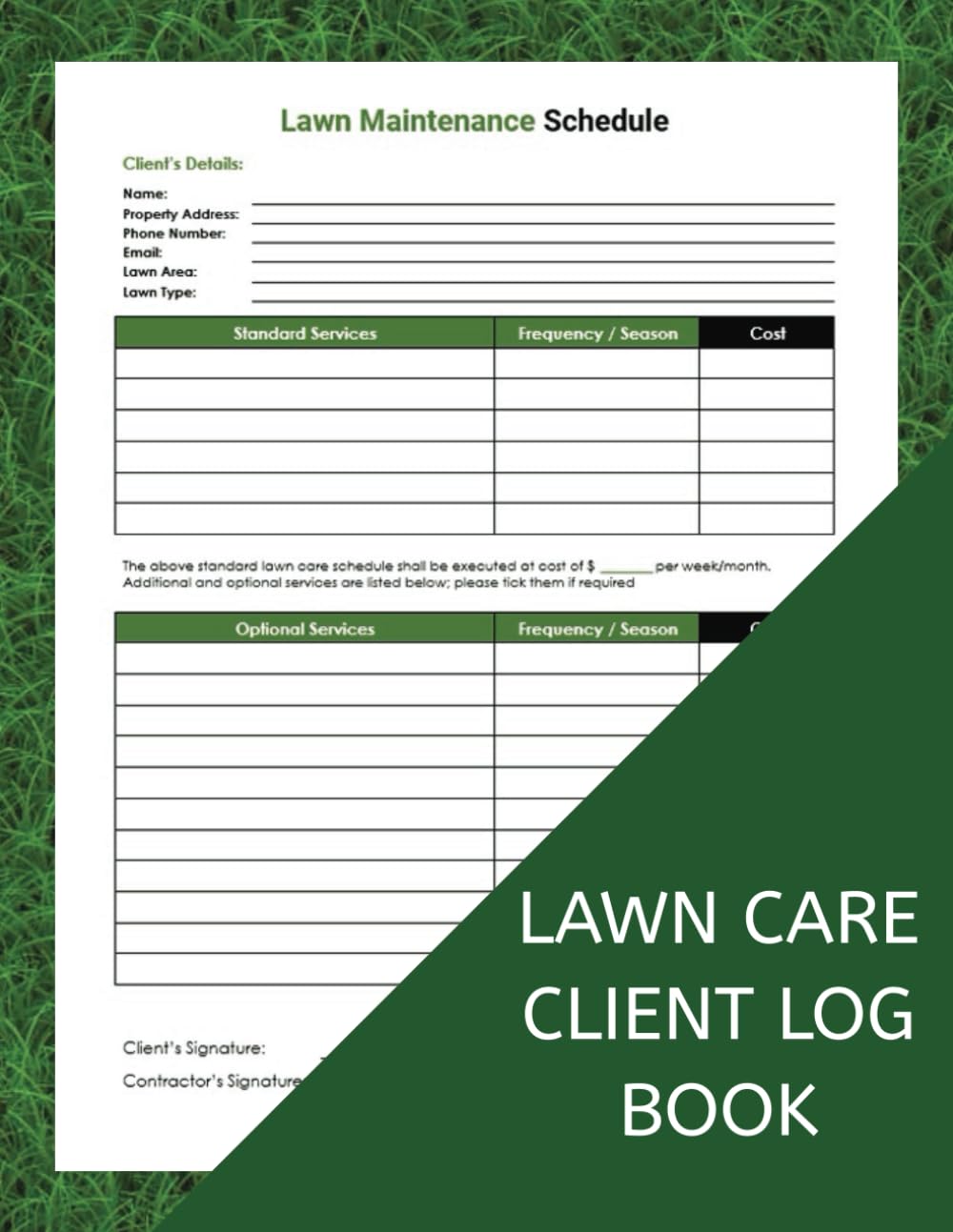 ler totalmente Lawn Care Client Log Book: Lawn Mowing & Landscaping Log Book, Track and Record your clients information, 120 Pages, 8.5 x 11