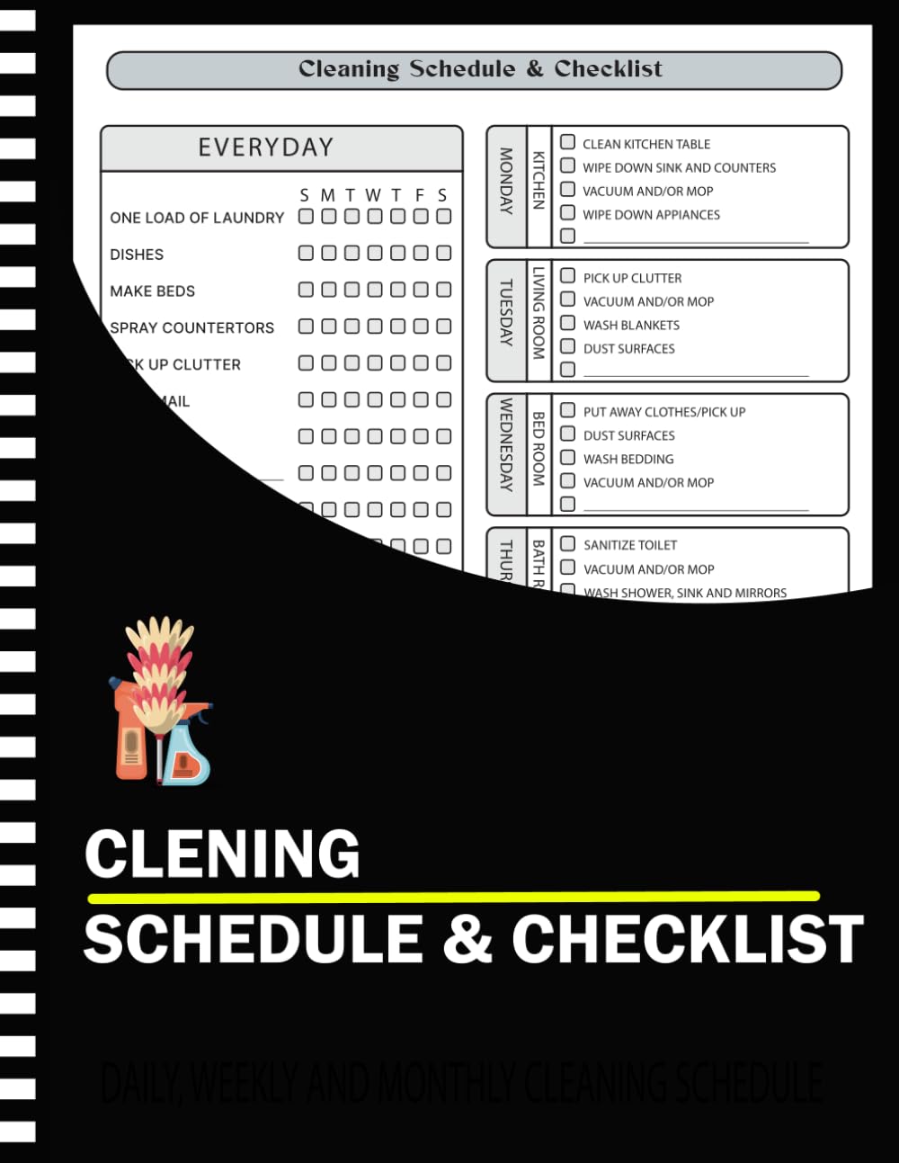 Cleaning Schedule and Checklist: Daily Weekly and Monthly Household Cleaning Schedule Book, Housekeeping Checklist Planner, and Organizer for Adults - ( "8.5X11" Inches ) baixar livro de graça