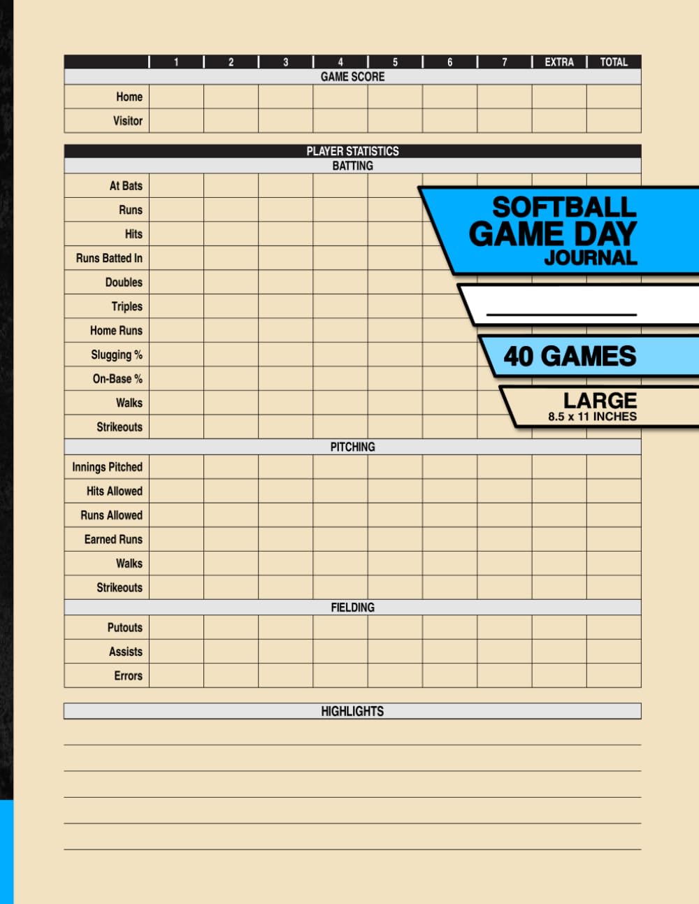 capítulo por capítulo baixar Softball Game Day Journal: Record and Track Your Individual Playing Stats | For High School Players | 7 Innings | 40 Games | Large