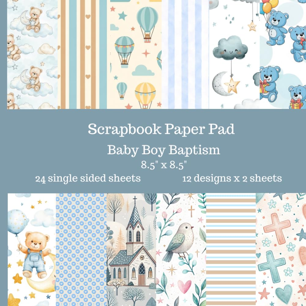capítulo por capítulo baixar Baby Boy Baptism Scrapbook Paper Pad: 24 Single Sided Sheets of Decorative Paper for Junk Journals, Scrapbooking, Decoupage and Paper Crafts 8.5" x 8.5"