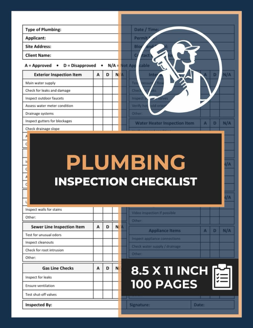 Plumbing Inspection Checklist: Plumbing Maintenance Report Book for Plumber and Homeowners | Pipe & Fixture Record Check List baixar livro de graça