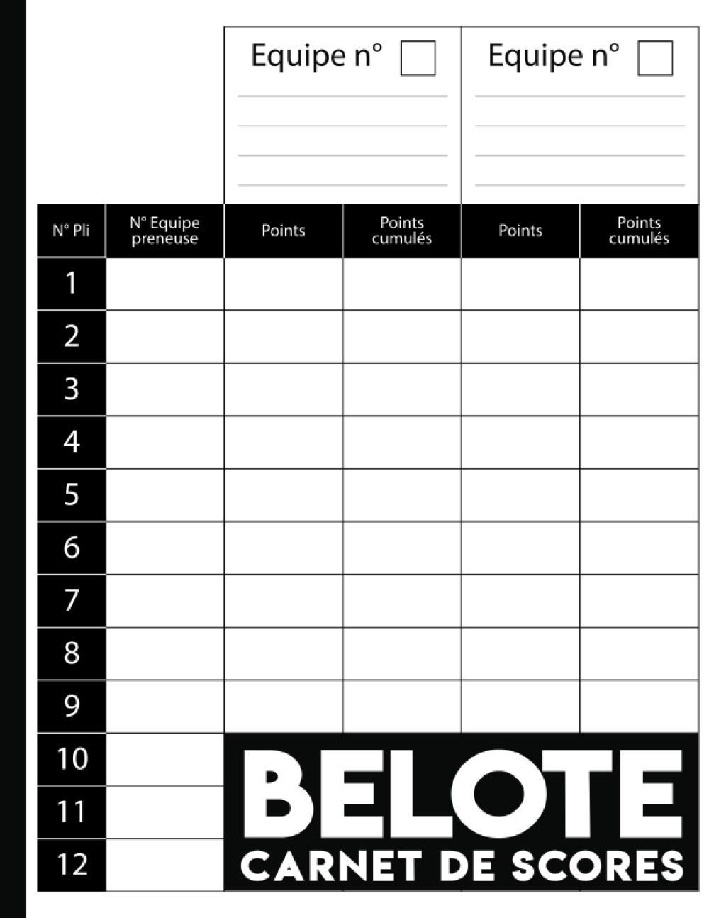 ler totalmente Belote: Carnet de scores: 130 Feuilles de Scores pour la Belote classique contenant des feuilles de notation.