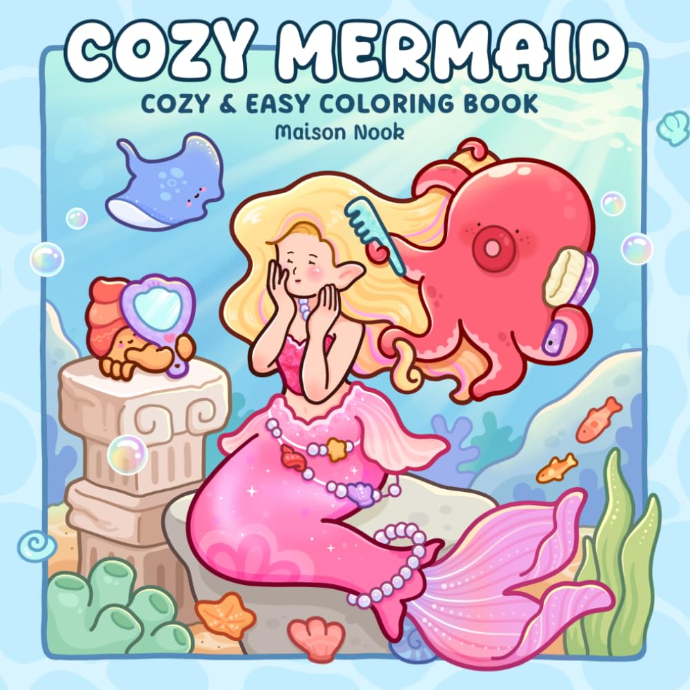 ler totalmente Cozy Mermaid: Coloring Book for Adults and Teens Featuring Enchanting Mermaids and Cute Sea Animals in Fantasy Ocean Scenes for Relaxation