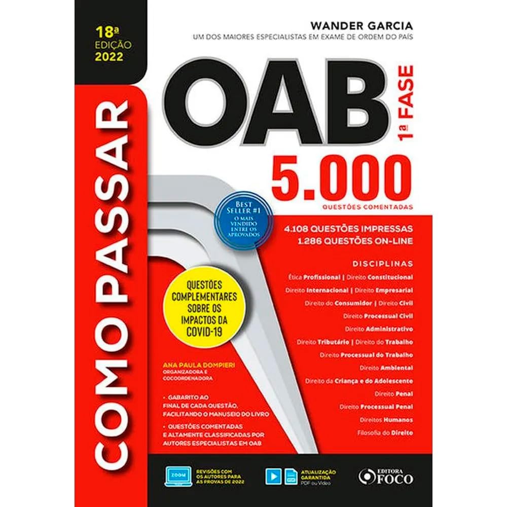 COMO PASSAR NA OAB - 1ª FASE - 5.000 QUESTÕES COMENTADAS - 18 ª ED - 2022 baixar livro de graça