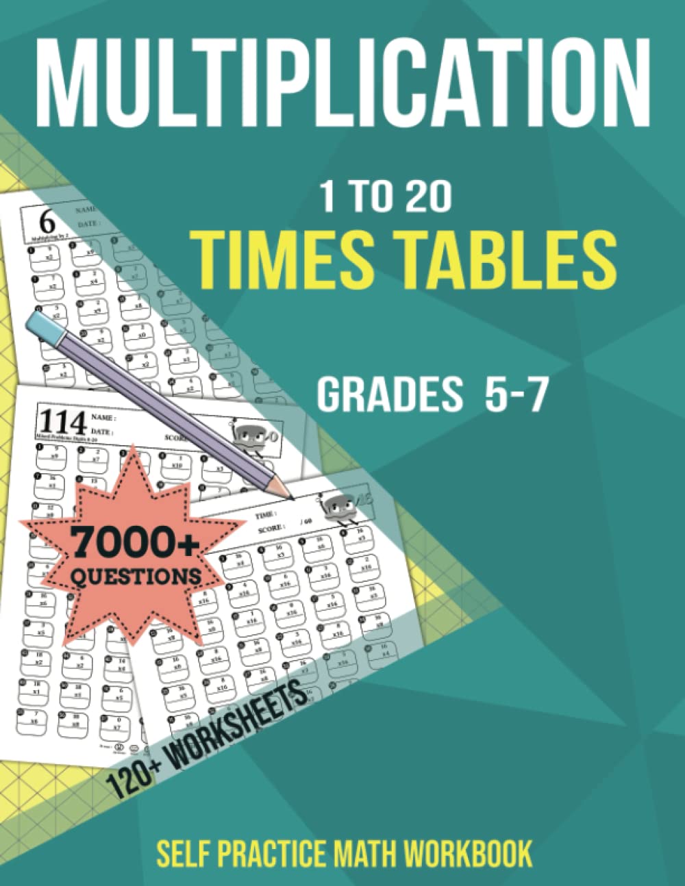 capítulo por capítulo baixar MULTIPLICATION: 1 To 20 Times Tables, Grades 5-7, 120+ Worksheets: Self practice Math Workbook (with Answer Key), Speed Math Drills, 7000+ Questions, Ages 10-13