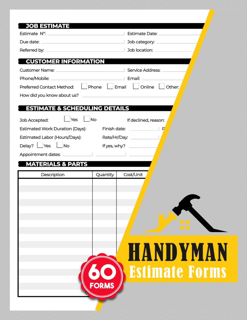 capítulo por capítulo baixar Handyman Estimate Forms: Work Order Book for Tradesman, Self-employed, & Small Businesses | Track Client Info, Materials Cost Tracking, Job Sketches & Payment Records | 60 Forms, 120 Two-Sided Pages