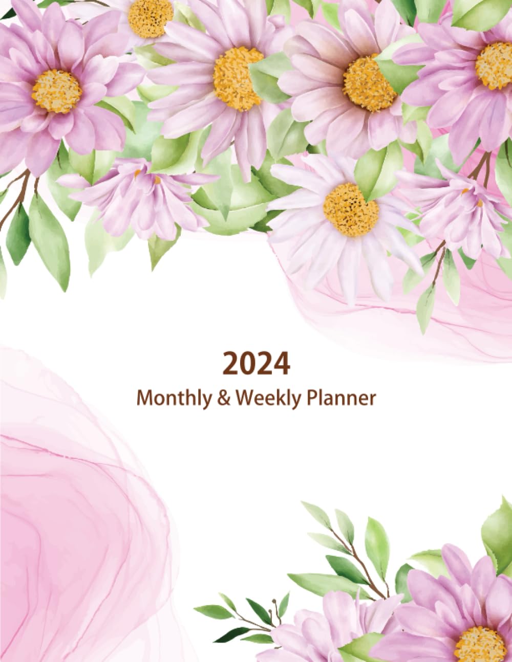 ler totalmente 2024 Monthly & Weekly Planner: Large Print 12 Months Calendar January to December 2024 with Holidays. Floral Cover.