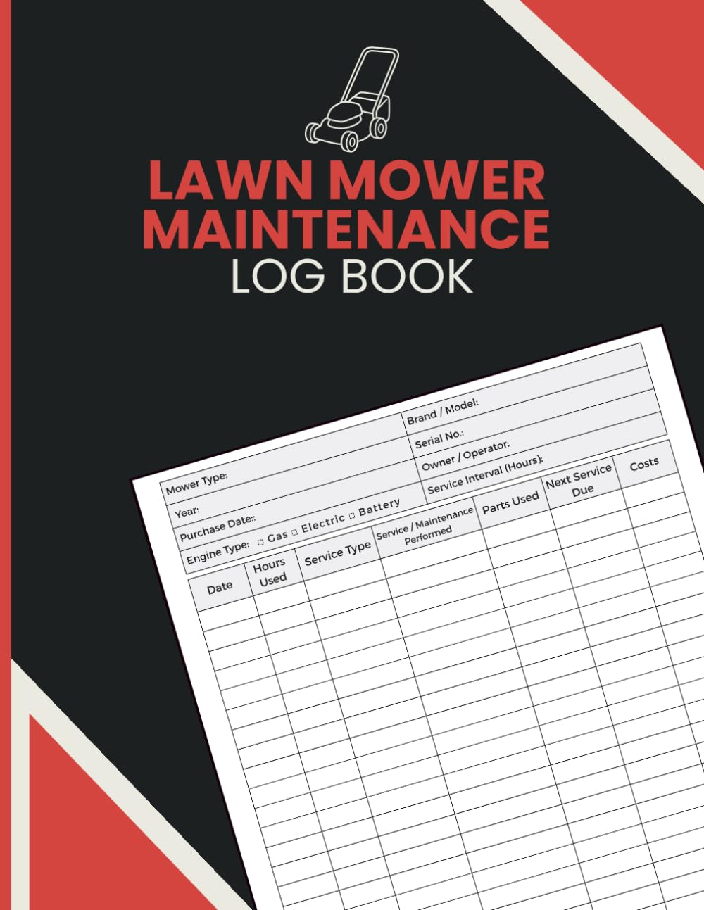 capítulo por capítulo baixar Lawn Mower Maintenance Log Book: Equipment Maintenance Tracker for Recording Usage Hours, Service Tasks, Parts Replacement, Cost Control, Service Scheduling, and Repair Notes