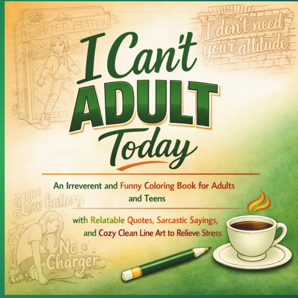 ler totalmente I Can’t Adult Today: An Irreverent and Funny Coloring Book for Adults and Teens with Relatable Quotes, Sarcastic Sayings, and Cozy Clean Line Art to Relieve Stress