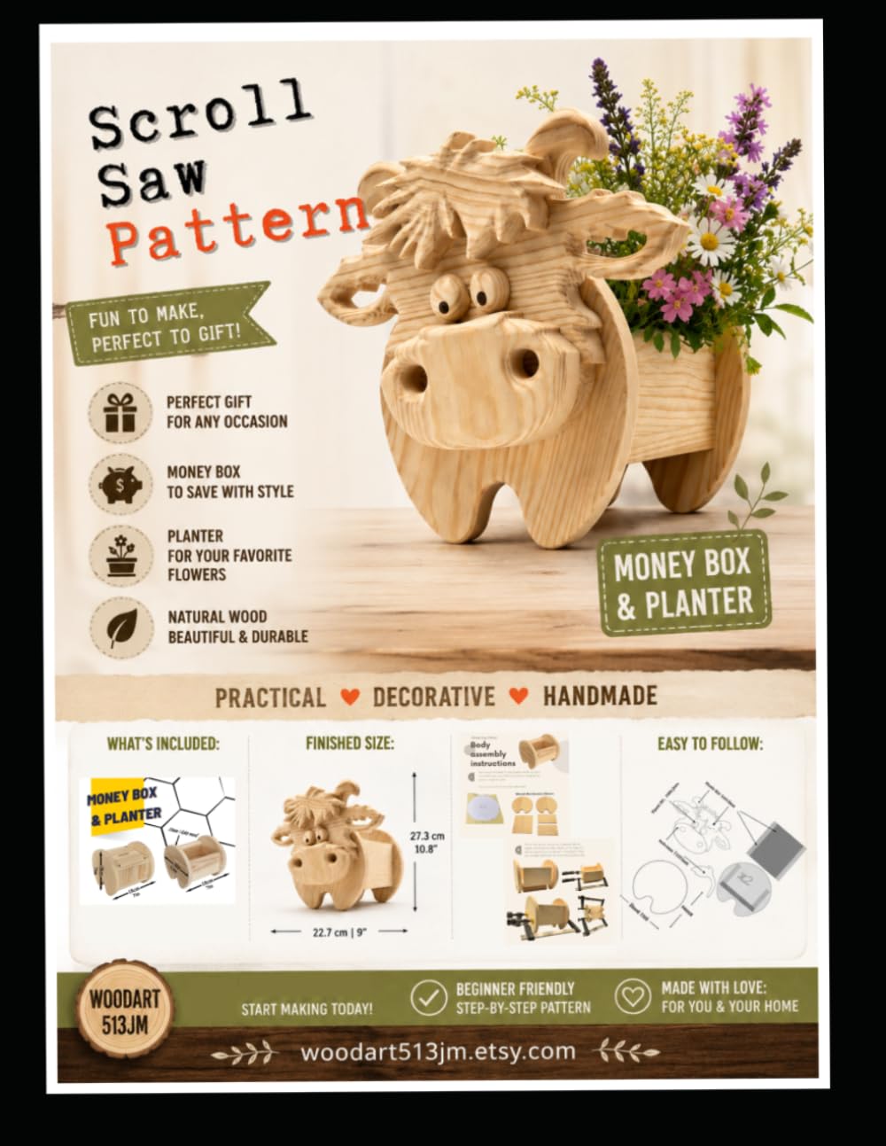 Goat Scroll Saw Pattern – Money Box & Planter: DIY Woodworking baixar livro de graça