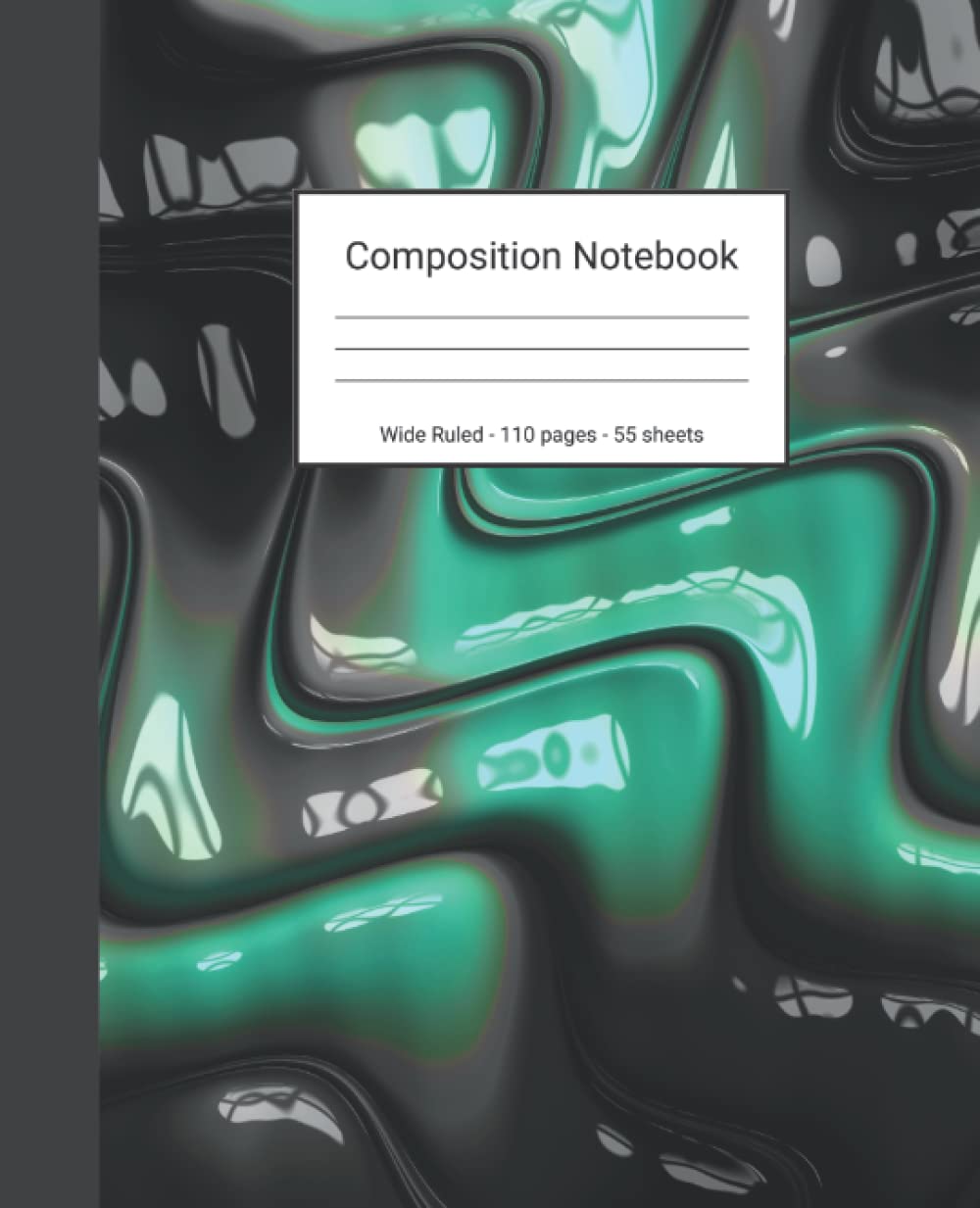 ler totalmente Composition Notebook: Wide Ruled Paper Notebook Journal - Black And Green Liquid Pattern - Blank Wide Lined Workbook