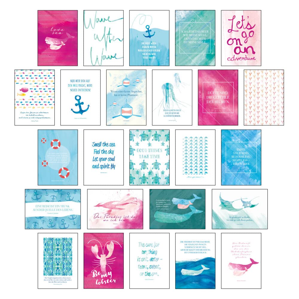 Postkarten Set "Sand & Sea" - 25 hochwertige Postkarten mit sommerlichen Motiven sowie inspirierenden und motivierenden Sprüchen & Zitaten zum... Spruchkarten Sommer, Sonne, Strand & Meer baixar livro de graça