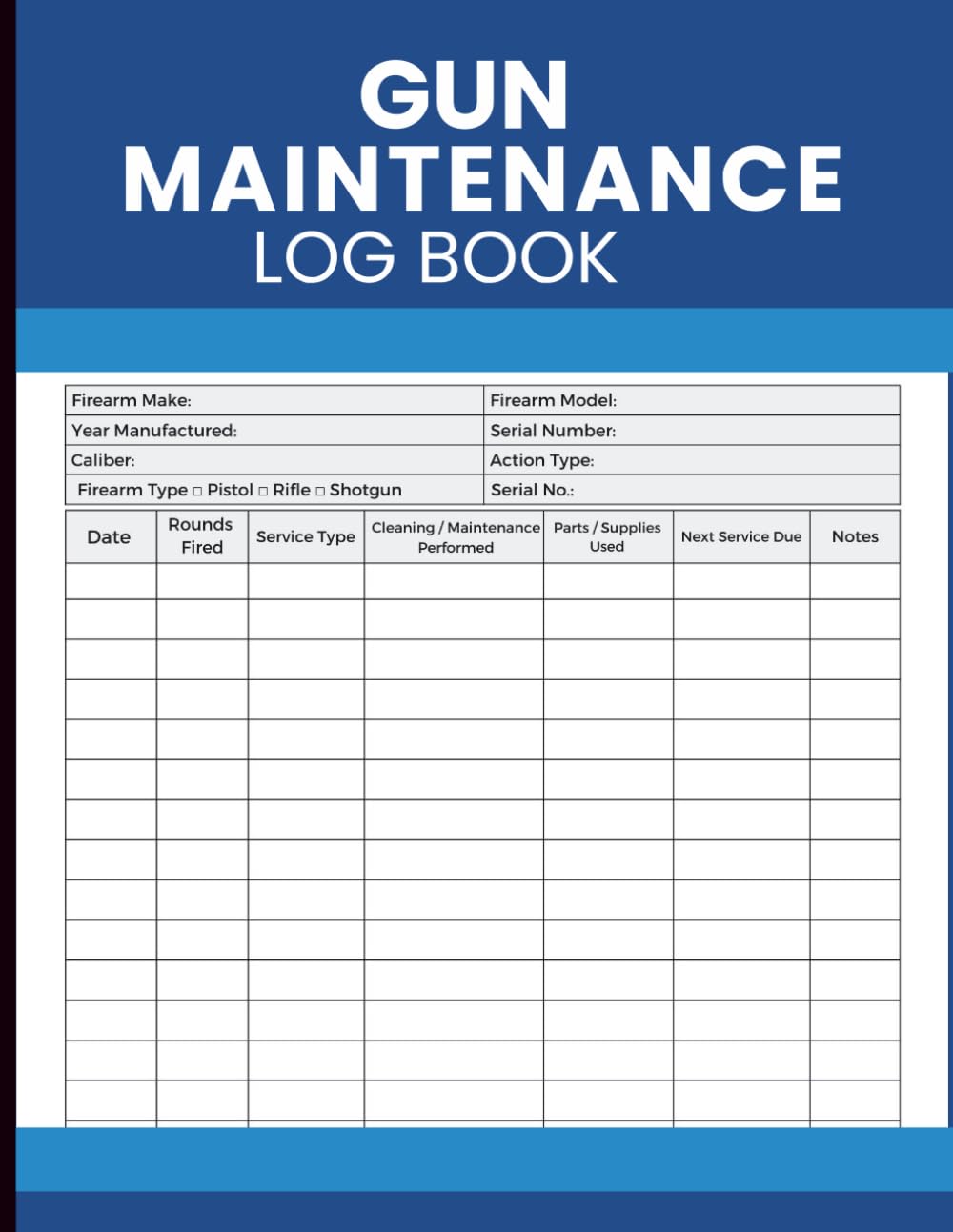 Gun Maintenance Log Book: Tracking Maintenance Activity, Usage Sessions, and Service Planning baixar livro de graça