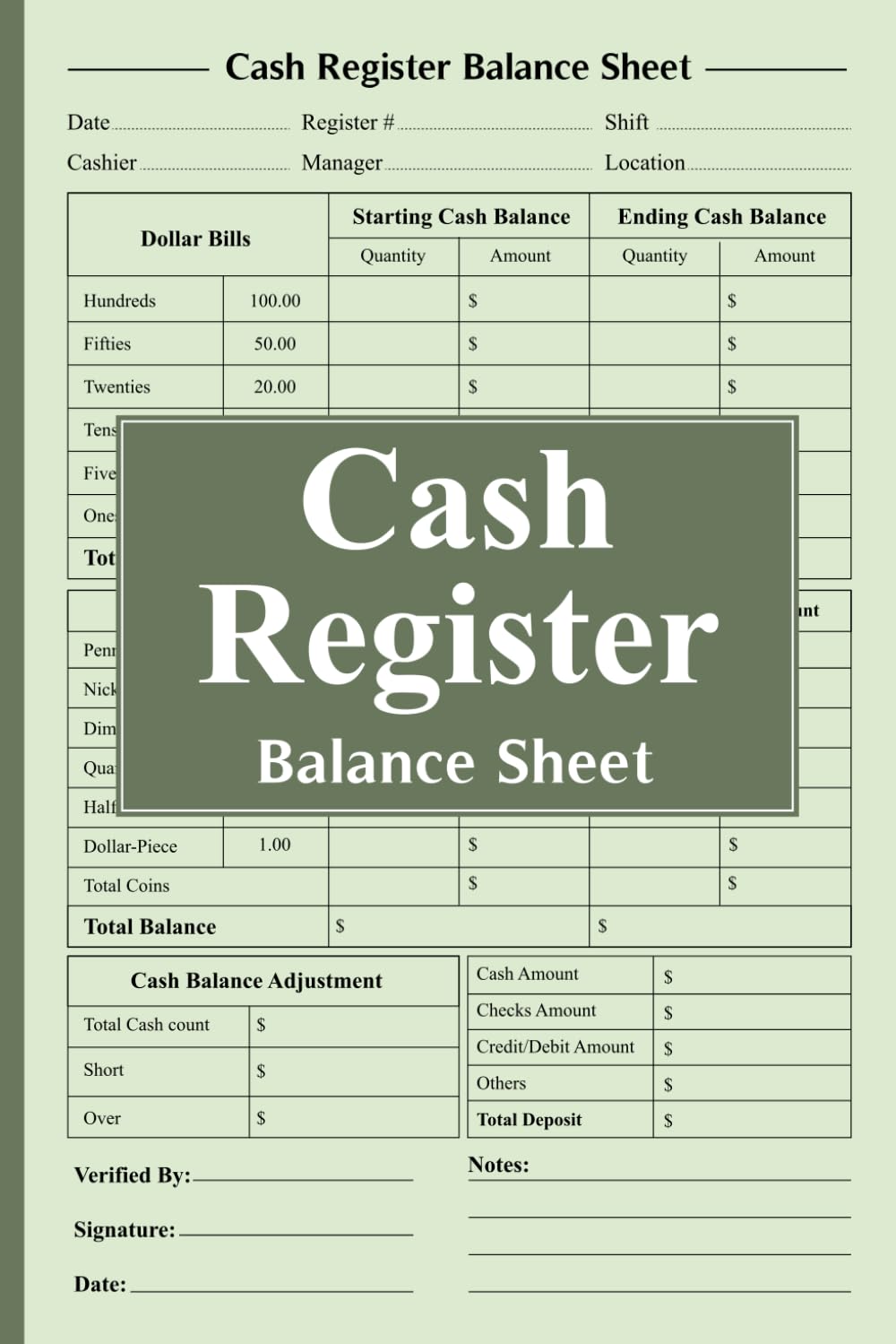 ler totalmente Cash Register Balance Sheet: Daily Sales Tracking and Accounting Ledger, 6x9 Inches, 110 Pages – Perfect for Business Cash Register Balance Logs, Daily Sales Sheets, and Accounting