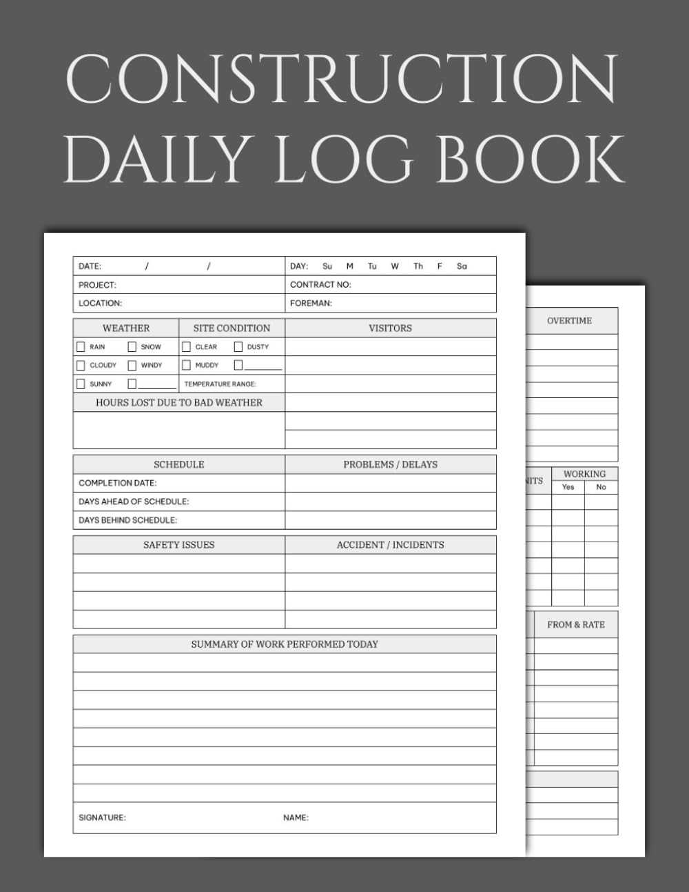ler totalmente Construction Daily Log Book: Construction Site Daily Log Book and Job Site Project Management Report for Recording Workforce, Tasks, Schedules, Equipment and Daily Activities, 140 Pages.