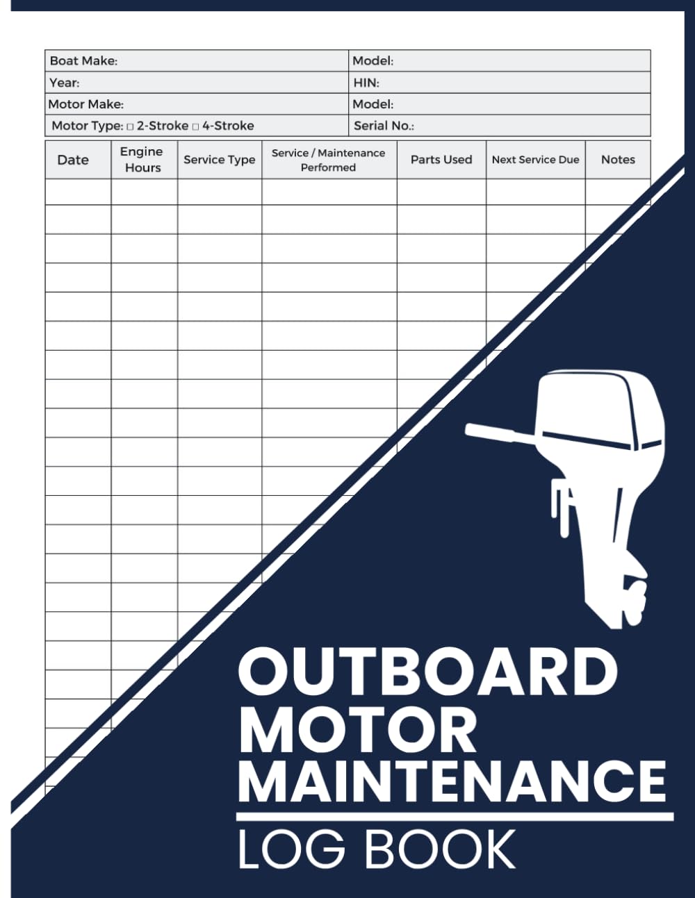 ler totalmente Outboard Motor Maintenance Log Book: Engine service organizer, operating hour log, maintenance records, repair tracking, upkeep planning for recreational and commercial boats