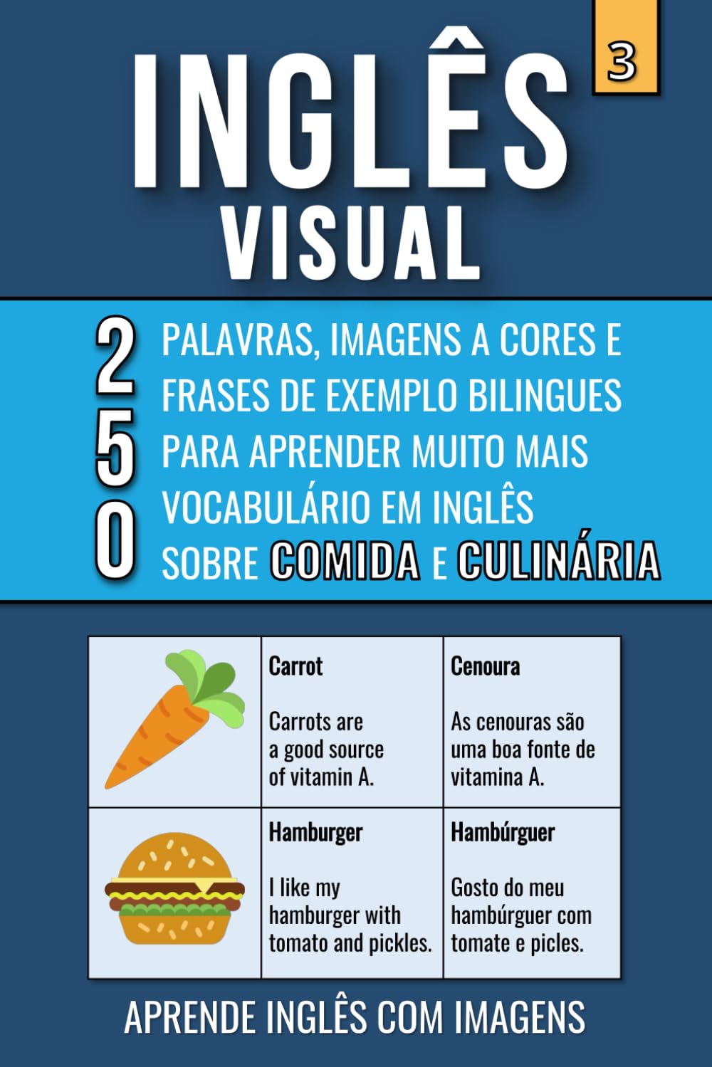 Inglês Visual 3 - Comida e Culinária: Livro a cores com 250 Palavras, 250 Imagens e 250 Frases de exemplo para Aprender Inglês com Imagens (Portuguese Edition) baixar livro de graça