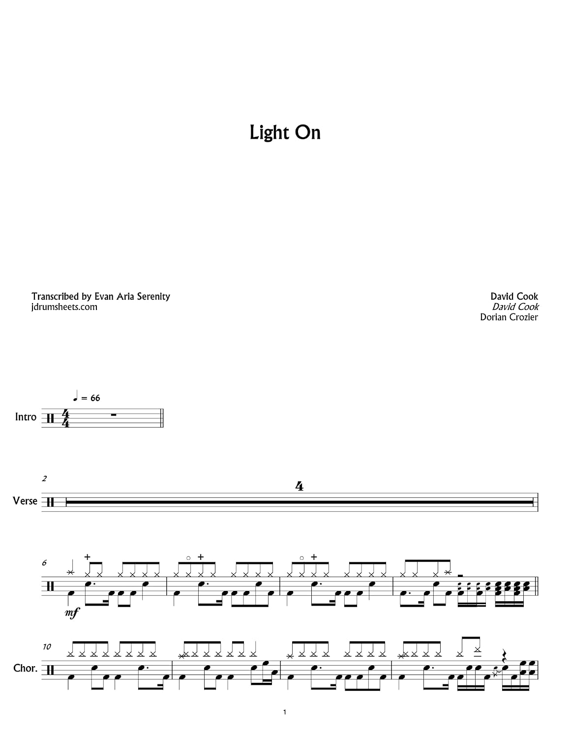 ler totalmente David Cook - Light On: Drum Sheet Music (English Edition)