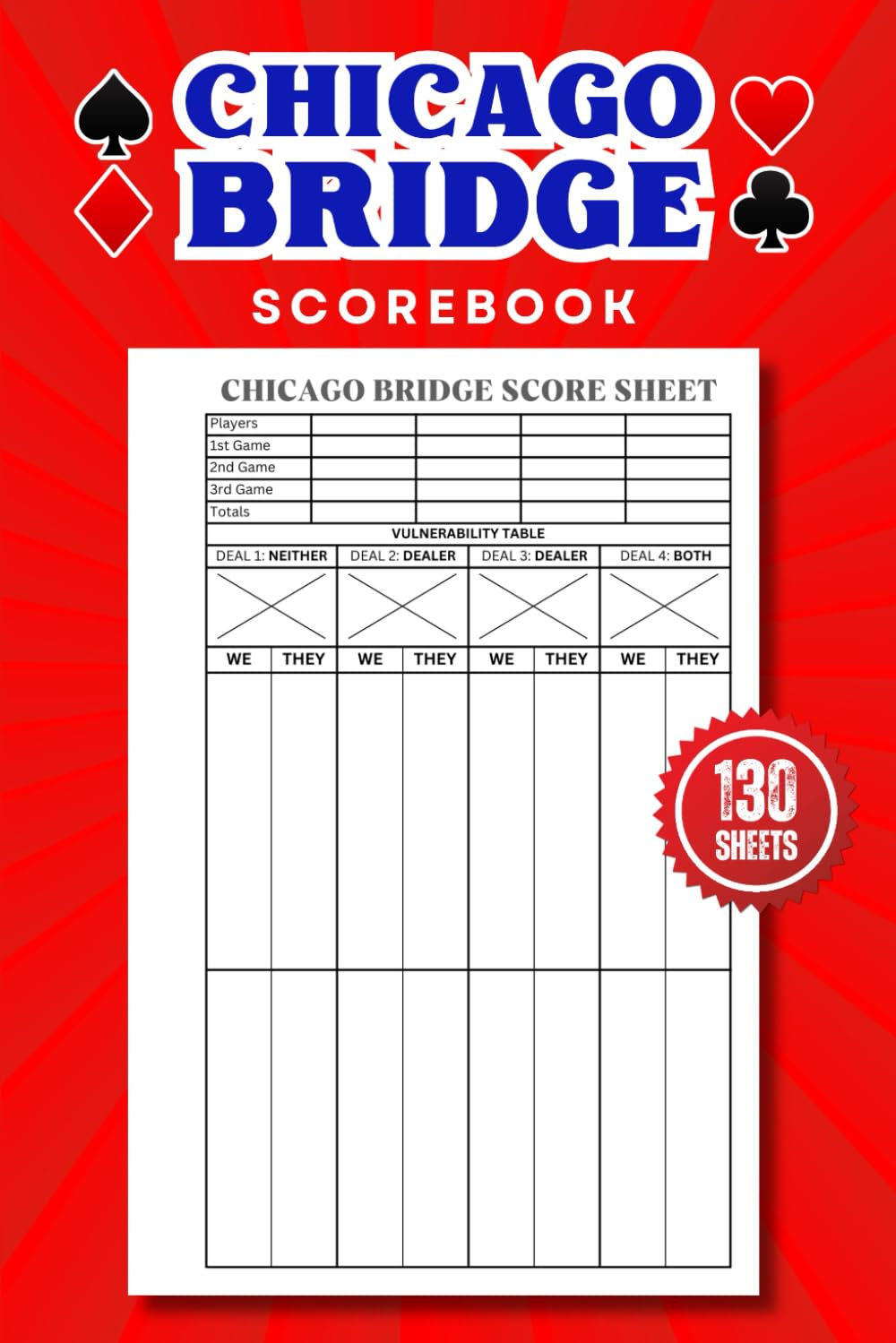 Chicago Bridge Scorebook: 130 Chicago Bridge Score Sheets Notebook, Size 6 x 9 Inches baixar livro de graça