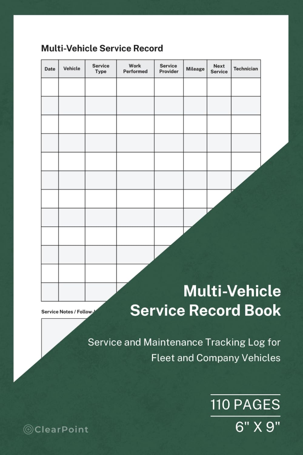 Multi-Vehicle Service Record Book: Service and Maintenance Tracking Log for Fleet and Company Vehicles | 110 Pages | 6 x 9 Format: Vehicle Service and Maintenance Record Log for Fleet Management and baixar o livro de graça