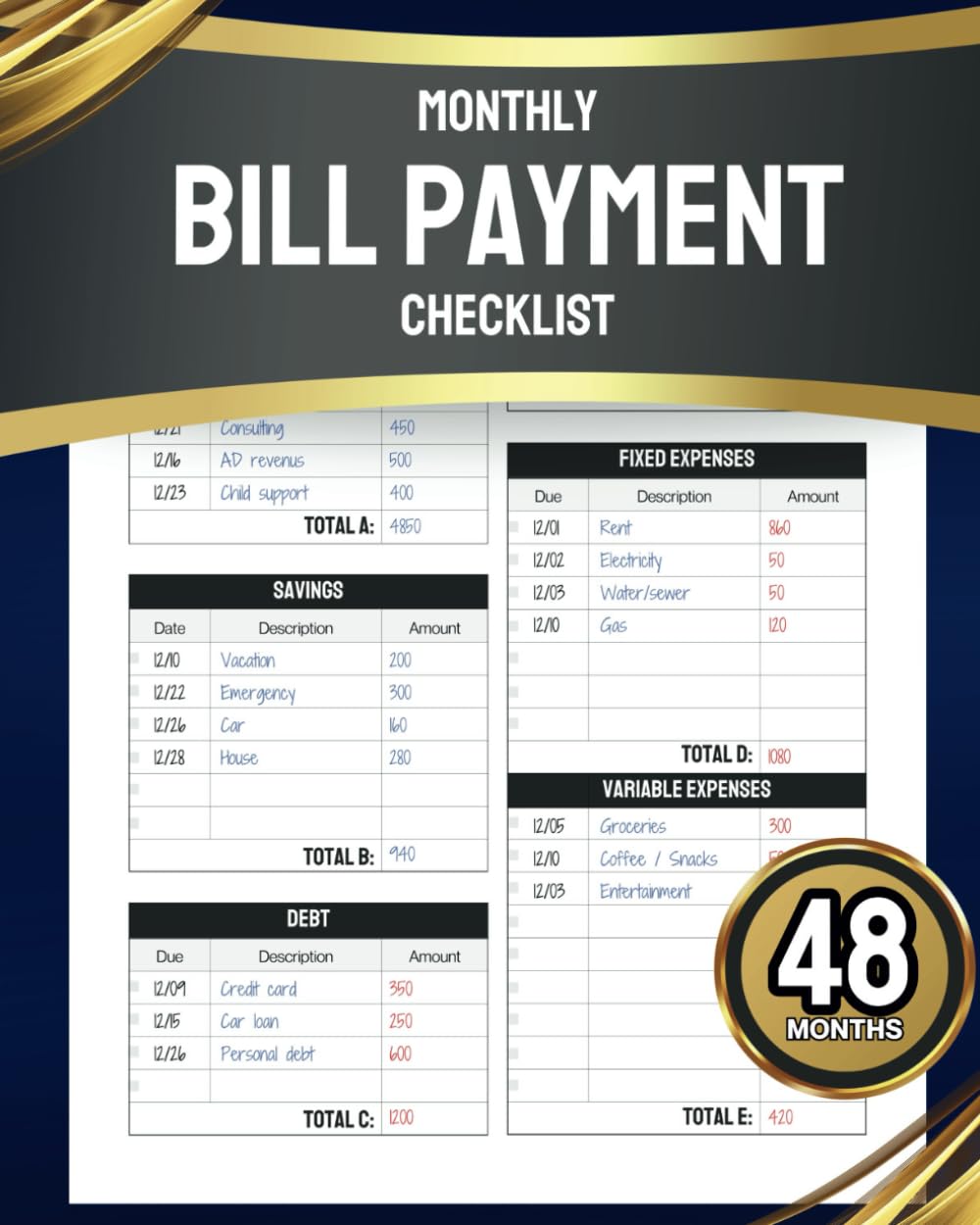 Monthly Bill Payment Checklist: The 4-Years Personal Assistant for Family and Financial Managers, 48 months of finance records to monitor your every penny. baixar livro de graça