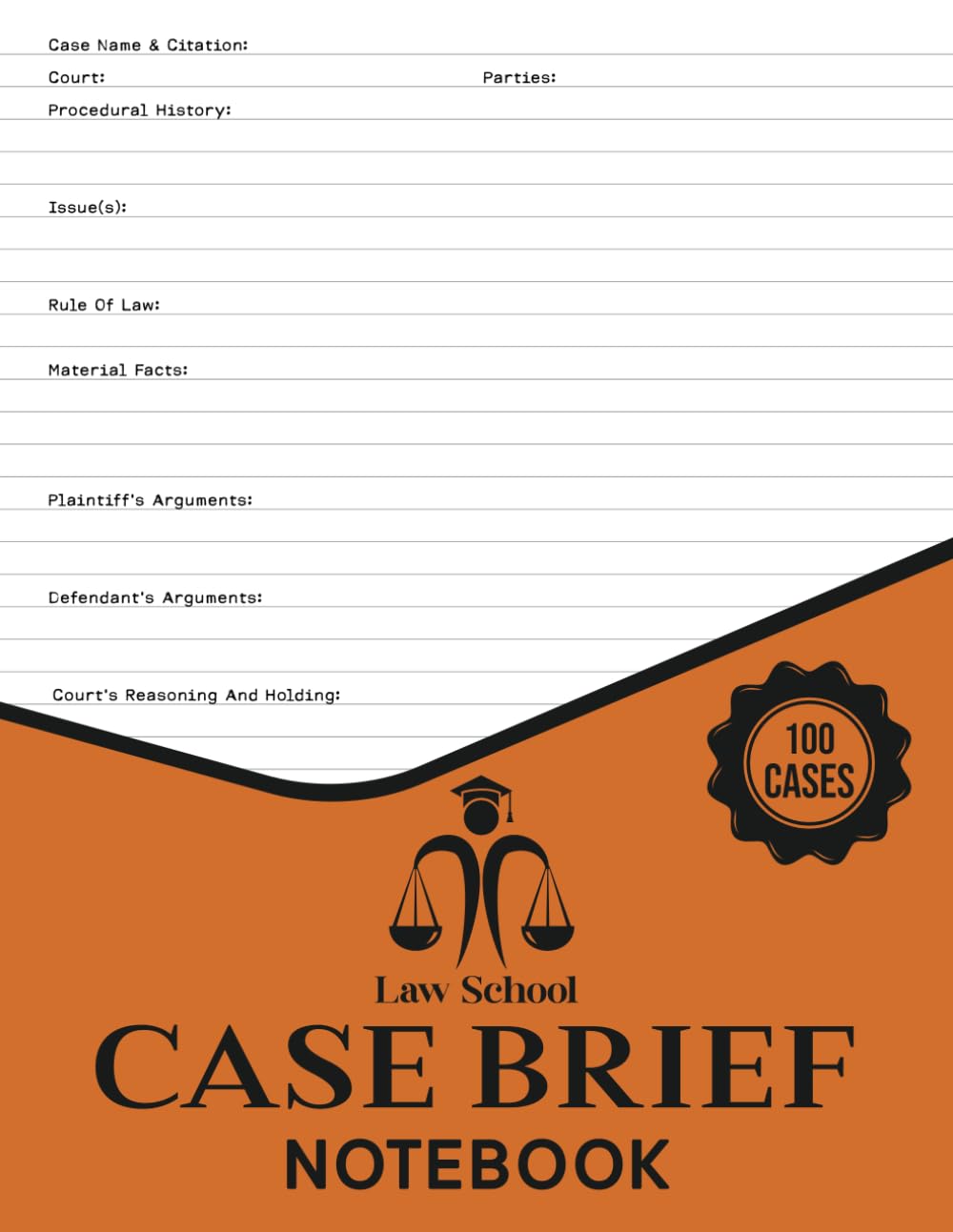 Law School Case Brief Notebook: Case Brief for Law Students | Case Brief Template | 100 Cases | 8.5" x 11" inches baixar livro de graça